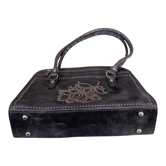 Patricia Nash Calvi Shoulder Bag Tote Studded Embellished Rose Navy Blue Leather - Picture 7 of 15